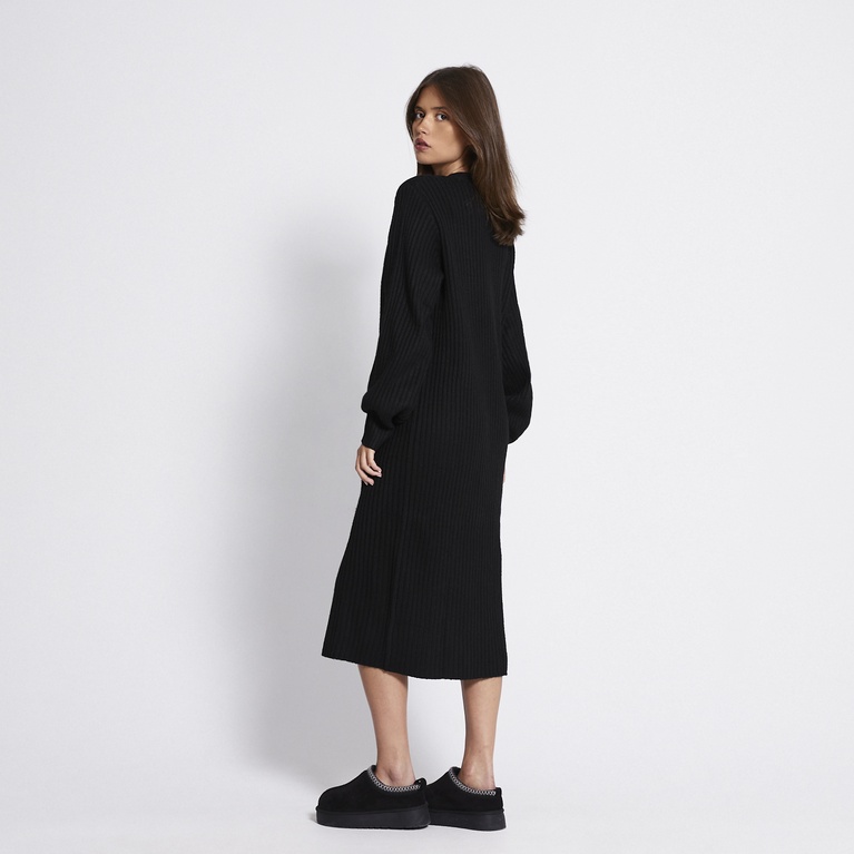 Ribbed knit cardigan dress "Lindsey" Black